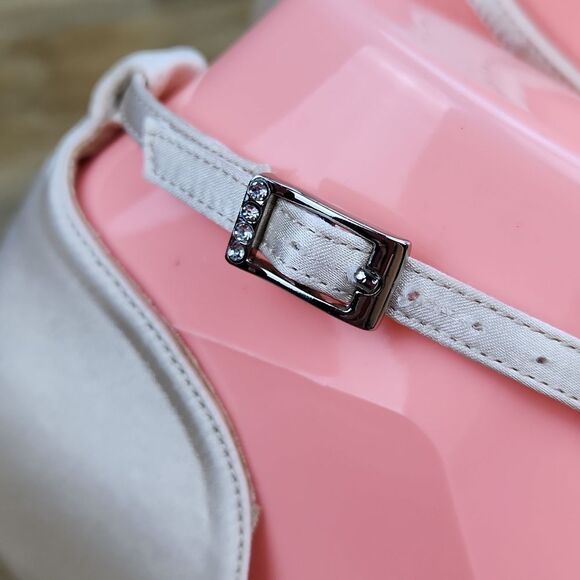 🩵NWOB Champagne Rhinestone Satin Strappy Platform Heels Size 8 - Picture 7 of 14